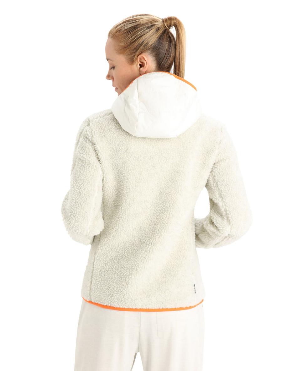 Icebreaker RealFleece™ Merino High Pile Long Sleeve Zip Női Kapucnis Pulóver Fehér | HU 1661LISH